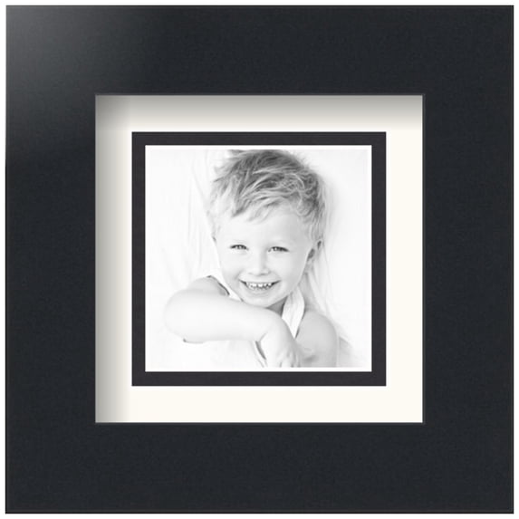 ArtToFrames Collage Photo Picture Frame with 1 - 3x3" Openings, Framed in Black with White and Black Mats (CDM-3926-808)
