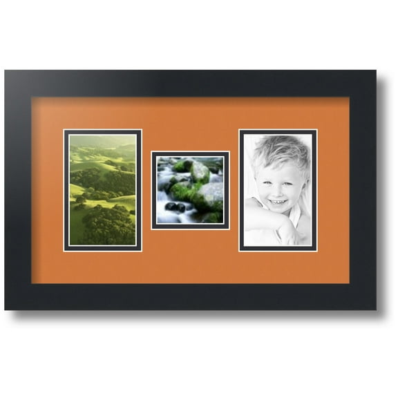 ArtToFrames Collage Photo Picture Frame with 1 - 3x3 and 2 - 3x5 Openings, Framed in Black with Octoberfest and Black Mats (CDM-3926-71)