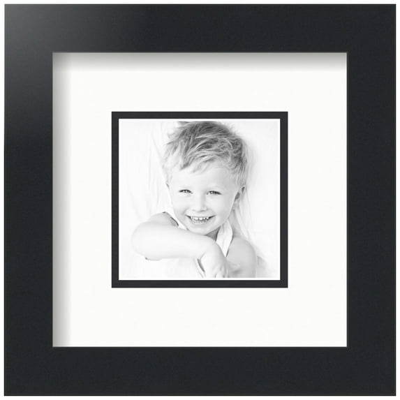 ArtToFrames Collage Photo Picture Frame with 1 - 4x4" Openings, Framed in Black with Fabric White and Black Mats (CDM-3926-2720)