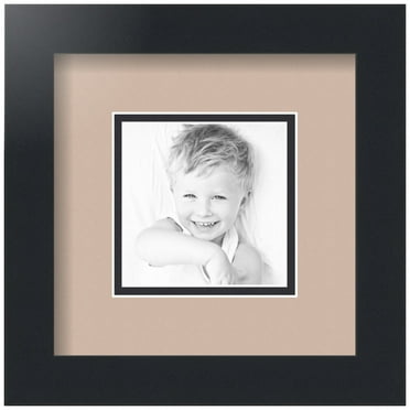ArtToFrames Collage Photo Picture Frame with 1 - 4x4" Openings, Framed in Black with Grey Beige and Black Mats (CDM-3926-2721)