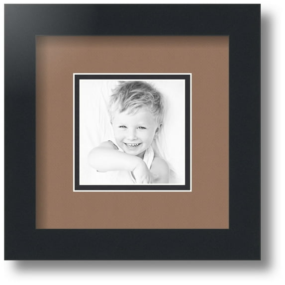 ArtToFrames Collage Photo Picture Frame with 1 - 4x4 Openings, Framed in Black with Sandpiper and Black Mats (CDM-3926-301)