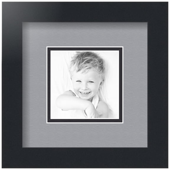 ArtToFrames Collage Photo Picture Frame with 1 - 4x4" Openings, Framed in Black with Silver and Black Mats (CDM-3926-2721)