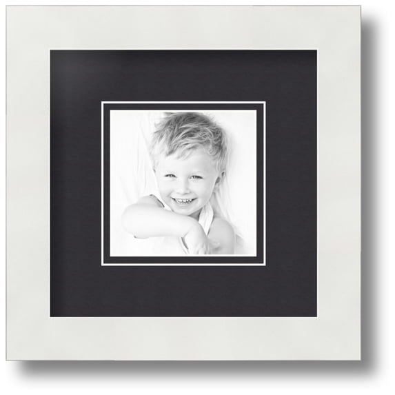 ArtToFrames Collage Photo Picture Frame with 1 - 4x4 Openings, Framed in White with Black and Black Mats (CDM-3966-301)