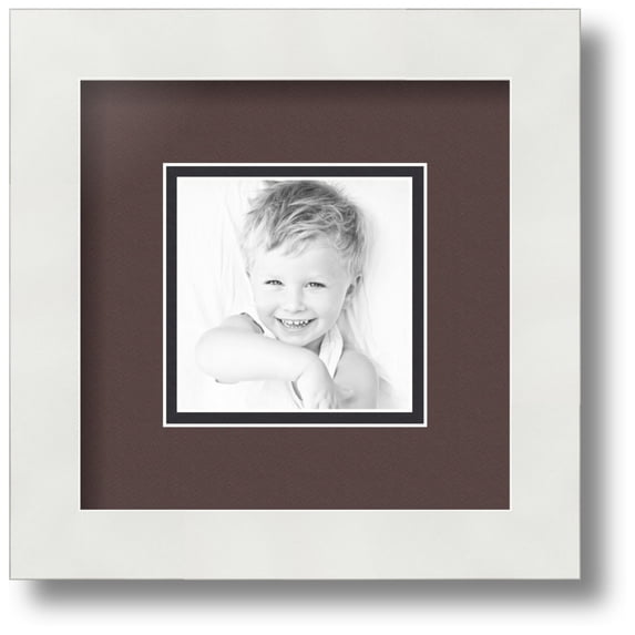 ArtToFrames Collage Photo Picture Frame with 1 - 4x4 Openings, Framed in White with Peat and Black Mats (CDM-3966-301)