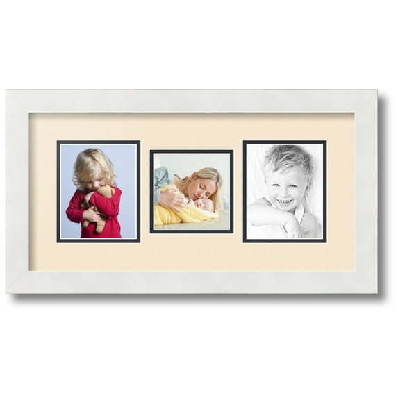 ArtToFrames Collage Photo Picture Frame with 1 - 4x4 and 2 - 4x5 Openings, Framed in White with Alabaster and Black Mats (CDM-3966-71)