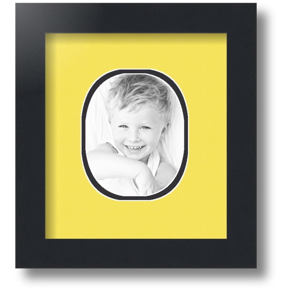 ArtToFrames Collage Photo Picture Frame with 1 - 4x5 Openings, Framed in Black with Canary and Black Mats (CDM-3926-272)