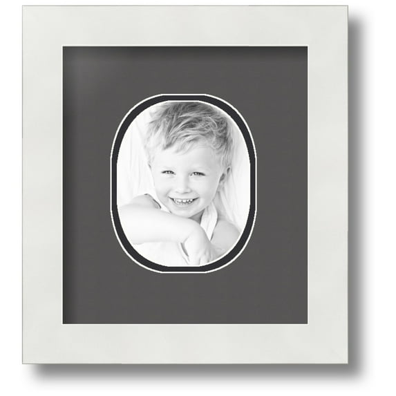 ArtToFrames Collage Photo Picture Frame with 1 - 4x5 Openings, Framed in White with Charcoal and Black Mats (CDM-3966-272)