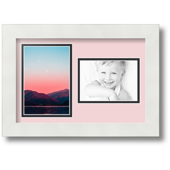 ArtToFrames Collage Photo Picture Frame with 1 - 4x6, 3.5x5" Openings, Framed in White with Hollyhock and Black Mats (CDM-3966-110)