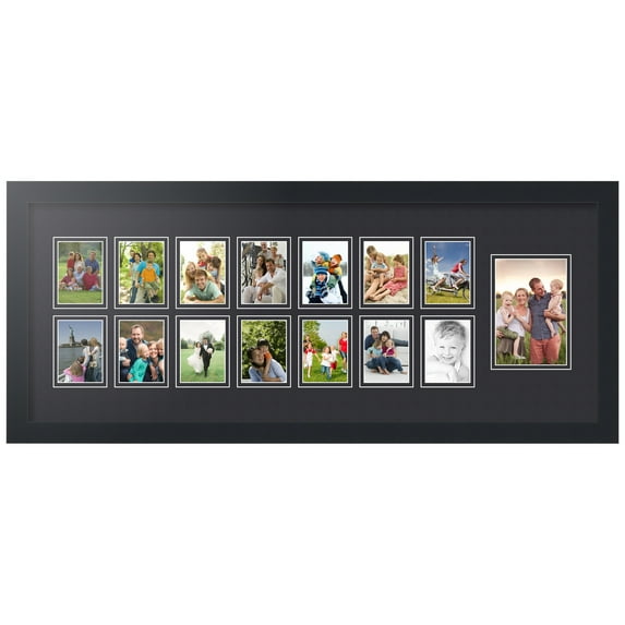 ArtToFrames Collage Photo Picture Frame with 1 - 4x6 and 14 - 2.5x3.5 Openings, Framed in Black with Black and Black Mats (CDM-3926-249)