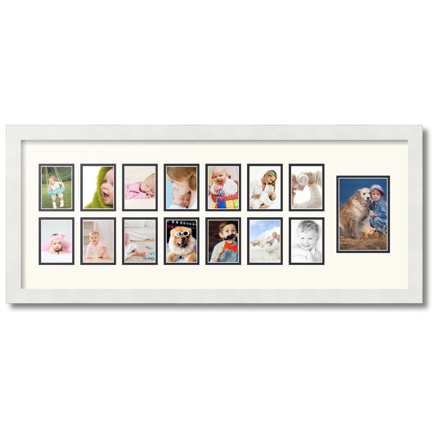 ArtToFrames Collage Photo Picture Frame with 1 - 8x10 and 2 - 5x7 Openings, Framed in Black with Super White and Black Mats (cdm-3926-78)