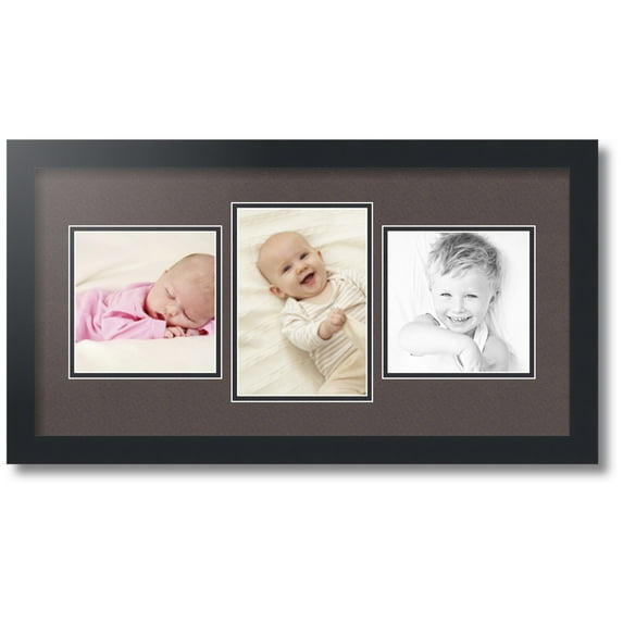 ArtToFrames Collage Photo Picture Frame with 1 - 5.5x8 and 2 - 6x6 Openings, Framed in Black with Chestnut and Black Mats (CDM-3926-99)