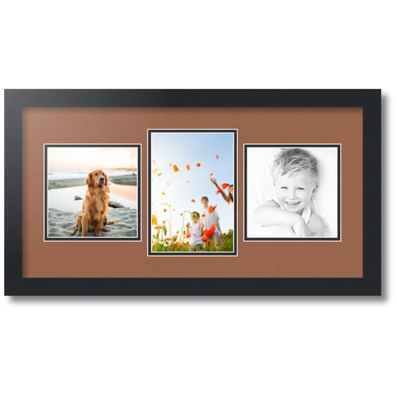 ArtToFrames Collage Photo Picture Frame with 1 - 5.5x8 and 2 - 6x6 Openings, Framed in Black with Paloma and Black Mats (CDM-3926-99)