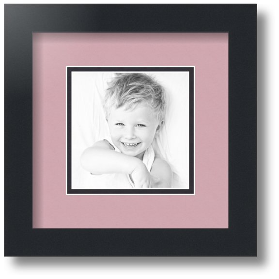 ArtToFrames Collage Photo Picture Frame with 1 - 5x5 Openings, Framed in Black with Seashell and Black Mats (CDM-3926-301)
