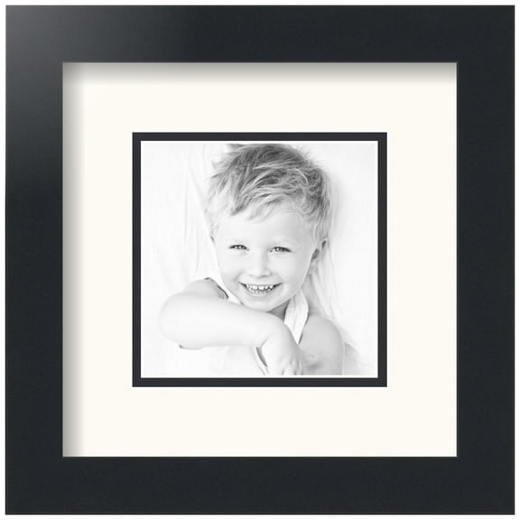 ArtToFrames Collage Photo Picture Frame with 1 - 5x5" Openings, Framed in Black with White and Black Mats (CDM-3926-666)