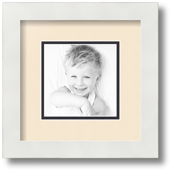 ArtToFrames Collage Photo Picture Frame with 1 - 5x5 Openings, Framed in White with Alabaster and Black Mats (CDM-3966-301)
