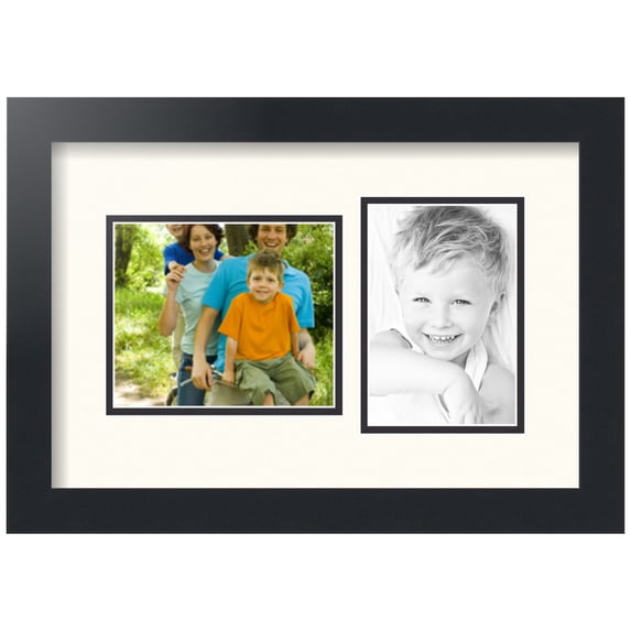 ArtToFrames Collage Photo Picture Frame with 1 - 5x6, 4x6" Openings, Framed in Black with Chantilly and Black Mats (CDM-3926-1112)