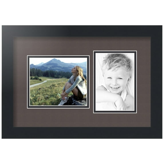 ArtToFrames Collage Photo Picture Frame with 1 - 5x6, 4x6" Openings, Framed in Black with Chestnut and Black Mats (CDM-3926-1112)