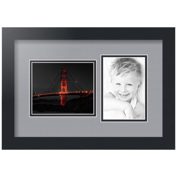 ArtToFrames Collage Photo Picture Frame with 1 - 5x6, 4x6" Openings, Framed in Black with Silver and Black Mats (CDM-3926-1112)