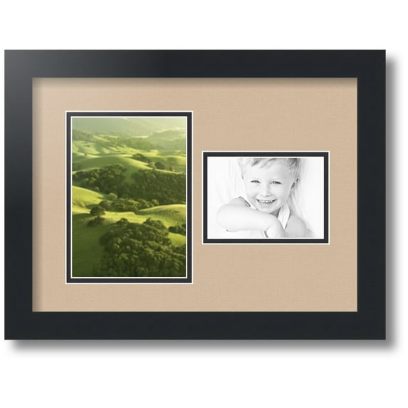 ArtToFrames Collage Photo Picture Frame with 1 - 5x7, 3.5x5 Openings, Framed in Black with Scotch Mist and Black Mats (CDM-3926-42)
