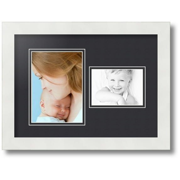 ArtToFrames Collage Photo Picture Frame with 1 - 5x7, 3.5x5 Openings, Framed in White with Black and Black Mats (CDM-3966-42)