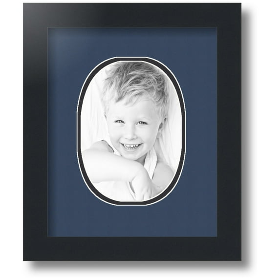 ArtToFrames Collage Photo Picture Frame with 1 - 5x7 Openings, Framed in Black with Midnight Blue and Black Mats (CDM-3926-272)