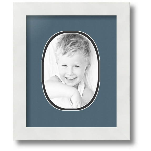 ArtToFrames Collage Photo Picture Frame with 1 - 5x7 Openings, Framed in White with Dutch Blue and Black Mats (CDM-3966-272)