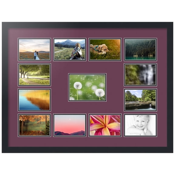 ArtToFrames Collage Photo Picture Frame with 1 - 5x7 and 12 - 4x6" Openings, Framed in Black with Ruby and Black Mats (CDM-3926-382)