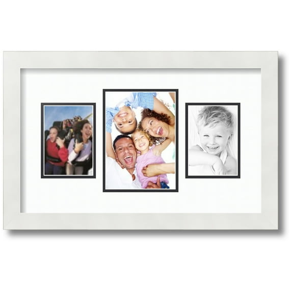 ArtToFrames Collage Photo Picture Frame with 1 - 5x7 and 2 - 3.5x5 Openings, Framed in White with Super White and Black Mats (CDM-3966-75)