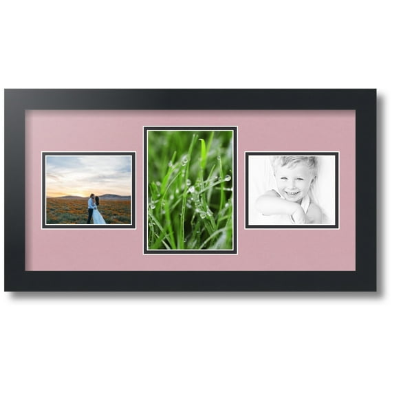 ArtToFrames Collage Photo Picture Frame with 1 - 5x7 and 2 - 4x5 Openings, Framed in Black with Seashell and Black Mats (CDM-3926-99)