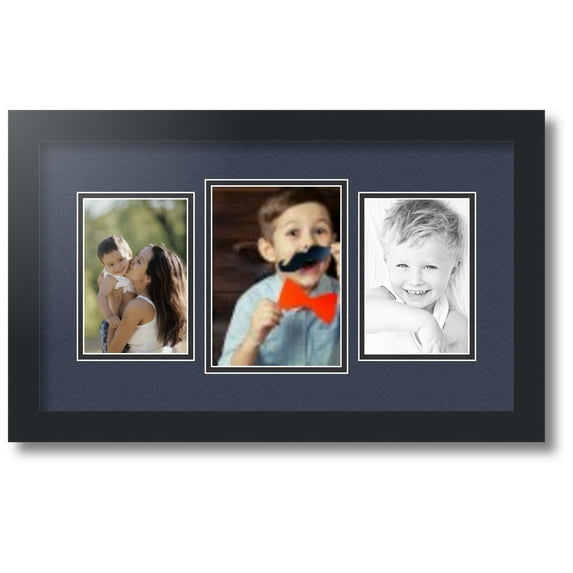 ArtToFrames Collage Photo Picture Frame with 1 - 5x7 and 2 - 4x6 Openings, Framed in Black with Blue Jay and Black Mats (CDM-3926-75)