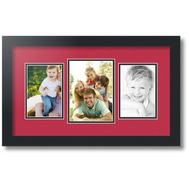 ArtToFrames Collage Photo Picture Frame with 1 - 5x7 and 2 - 4x6" Openings, Framed in Black with Rouge and Black Mats (CDM-3926-201)