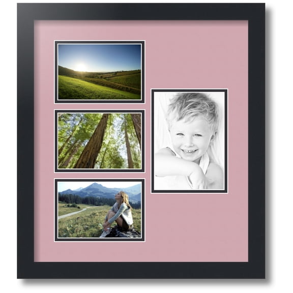 ArtToFrames Collage Photo Picture Frame with 1 - 5x7 and 3 - 4x6" Openings, Framed in Black with Seashell and Black Mats (CDM-3926-477)