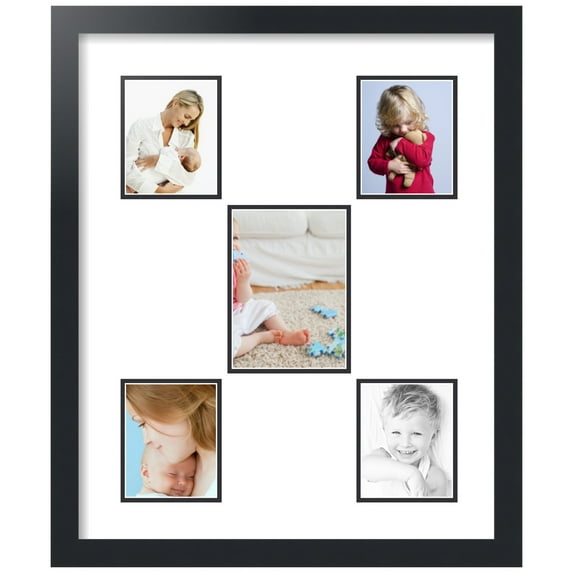 ArtToFrames Collage Photo Picture Frame with 1 - 5x7 and 4 - 4x5" Openings, Framed in Black with Crisp and Black Mats (CDM-3926-64)