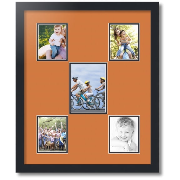 ArtToFrames Collage Photo Picture Frame with 1 - 5x7 and 4 - 4x5 Openings, Framed in Black with Octoberfest and Black Mats (CDM-3926-106)