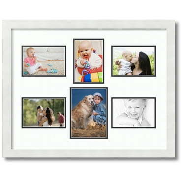 ArtToFrames Collage Photo Picture Frame with 1 - 5x7 and 5 - 4x6 Openings, Framed in White with Super White and Black Mats (CDM-3966-167)