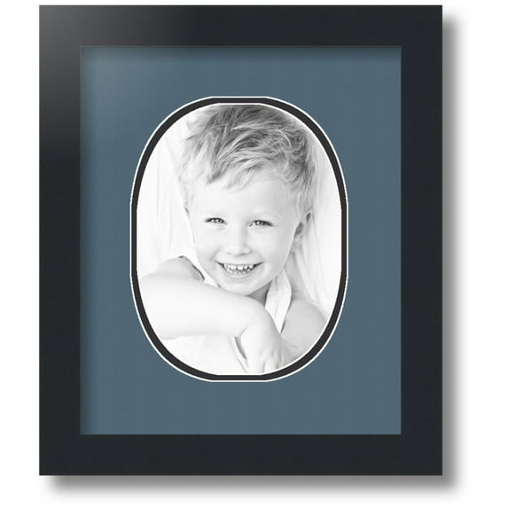 ArtToFrames Collage Photo Picture Frame with 1 - 6x8 Openings, Framed in Black with Dutch Blue and Black Mats (CDM-3926-272)