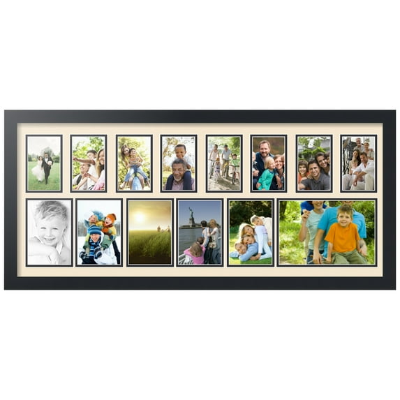 ArtToFrames Collage Photo Picture Frame with 1 - 6x9 and 5 - 4x6 and 8 - 3x5" Openings, Framed in Black with Alabaster and Black Mats (CDM-3926-627)