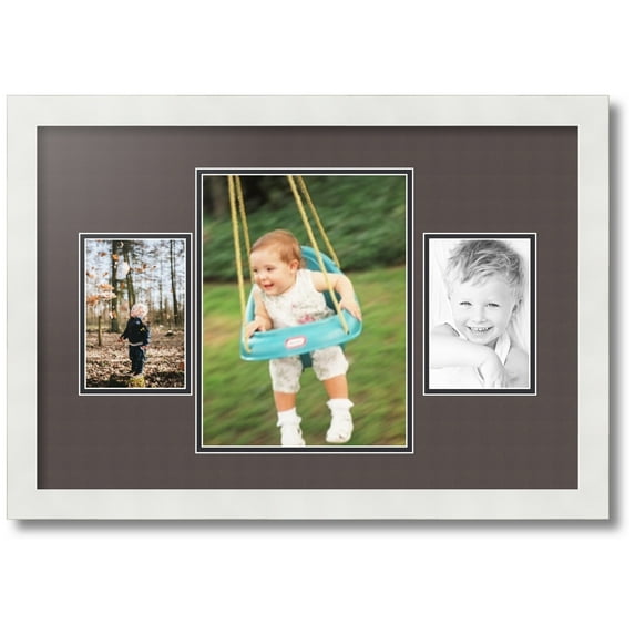 ArtToFrames Collage Photo Picture Frame with 1 - 8.25x11 and 2 - 4x6 Openings, Framed in White with Chestnut and Black Mats (CDM-3966-75)