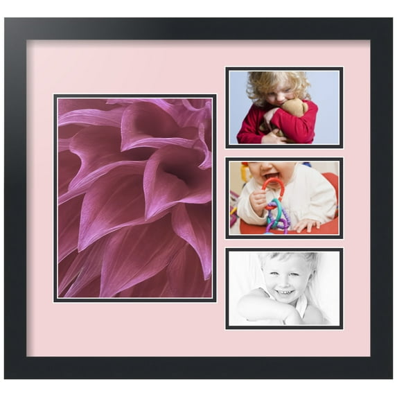 ArtToFrames Collage Photo Picture Frame with 1 - 8.5x11 and 3 - 4x6" Openings, Framed in Black with Hollyhock and Black Mats (CDM-3926-1108)