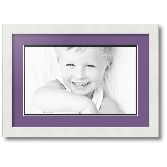 ArtToFrames Collage Photo Picture Frame with 1 - 8.5x14" Openings, Framed in White with Grape and Black Mats (CDM-3966-271)