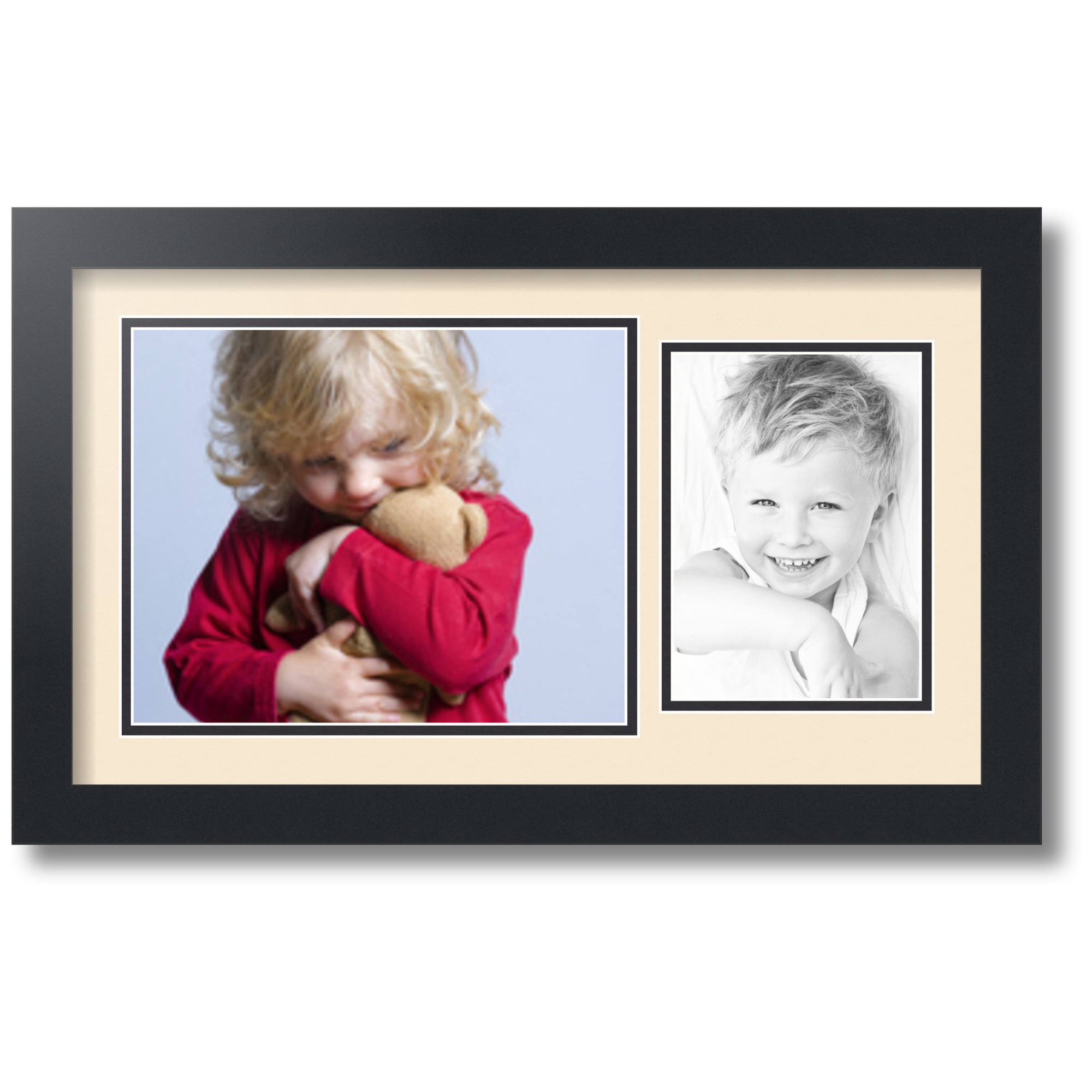 ArtToFrames Collage Photo Picture Frame with 1 - 8x10 - 5x7 Openings, Framed in Black with Alabaster and Black Mats (CDM-3926-328)