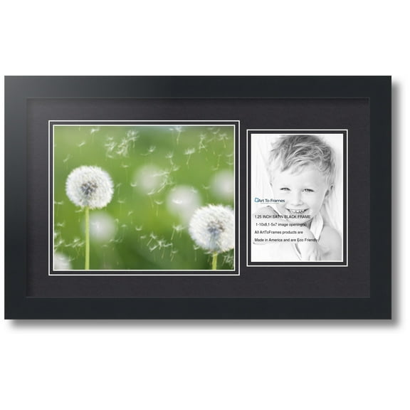 ArtToFrames Collage Photo Picture Frame with 1 - 8x10 - 5x7 Openings, Framed in Black with Black and Black Mats (CDM-3926-328)