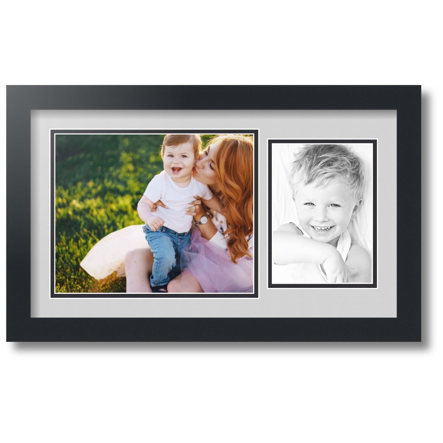 ArtToFrames Collage Photo Picture Frame with 4 - 5x7 inch Openings, Framed  in White with Over 62 Mat Color Options and Regular Glass (CSM-3966-2153)