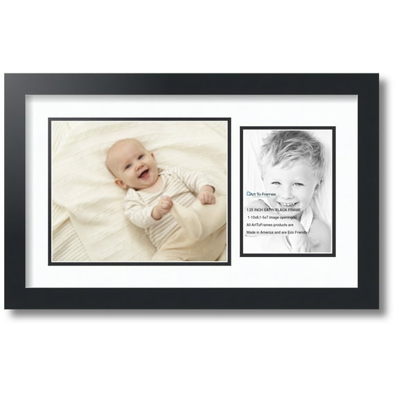 ArtToFrames Collage Photo Picture Frame with 1 - 8x10 - 5x7 Openings, Framed in Black with Super White and Black Mats (CDM-3926-328)