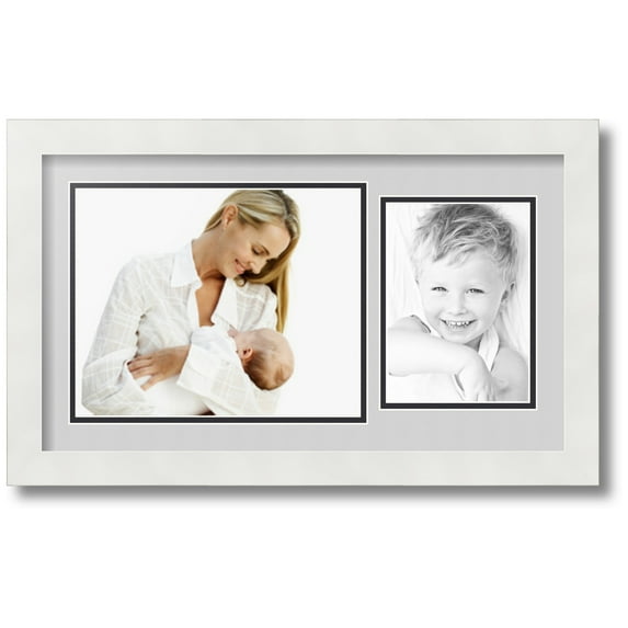 ArtToFrames Collage Photo Picture Frame with 1 - 8x10 - 5x7 Openings, Framed in White with Candlewick and Black Mats (CDM-3966-328)