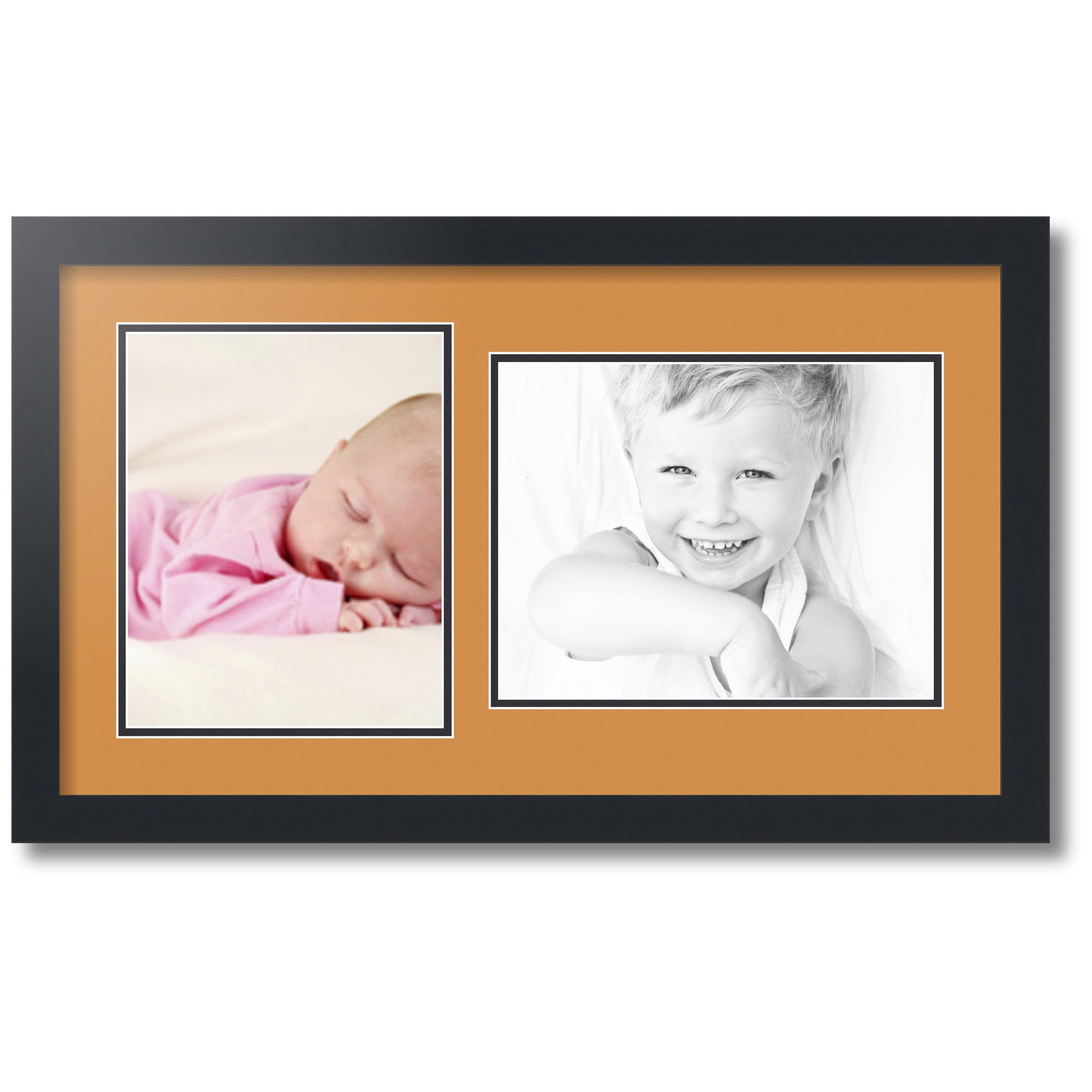 ArtToFrames Collage Photo Picture Frame with 1 - 8x10, 8.5x11" Openings, Framed in Black with Amber and Black Mats (CDM-3926-103)