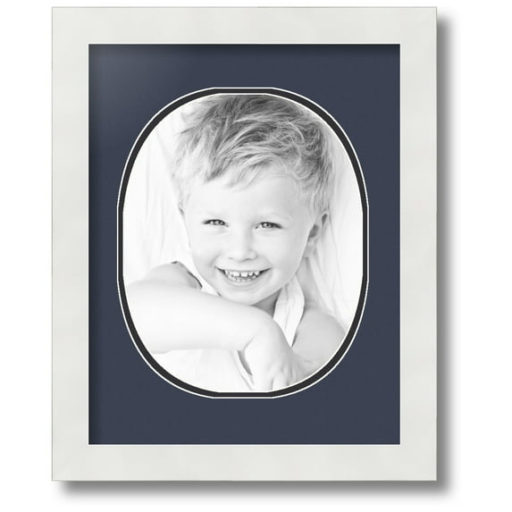 ArtToFrames Collage Photo Picture Frame with 1 - 8x10 Openings, Framed in White with Blue Jay and Black Mats (CDM-3966-272)