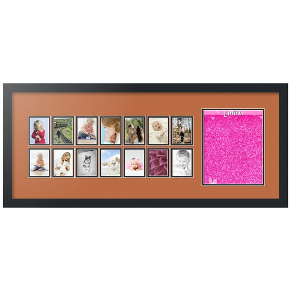 ArtToFrames Collage Photo Picture Frame with 1 - 8x10 and 14 - 2.5x3.5 Openings, Framed in Black with Red Orange and Black Mats (CDM-3926-249)