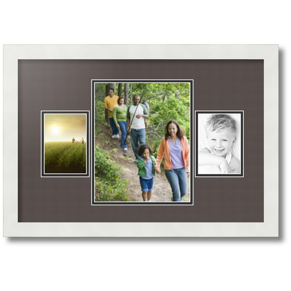 ArtToFrames Collage Photo Picture Frame with 1 - 8x10 and 2 - 3.5x5 Openings, Framed in White with Chestnut and Black Mats (CDM-3966-75)