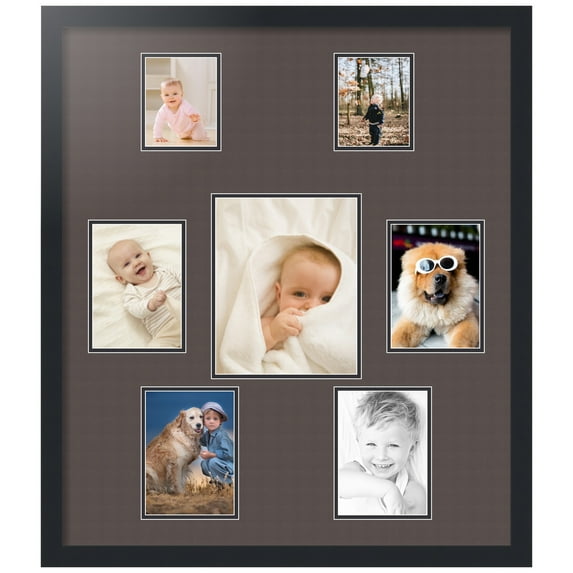 ArtToFrames Collage Photo Picture Frame with 1 - 8x10 and 2 - 4x5 and 4 - 5x7" Openings, Framed in Black with Chestnut and Black Mats (CDM-3926-264)